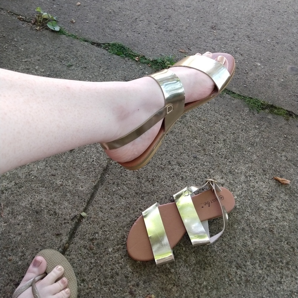 Simple Gold Sandals - Picture 2 of 6